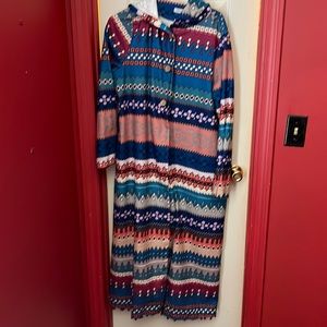 Fun print coat. Probably not warm enough for winter but I guess that depends